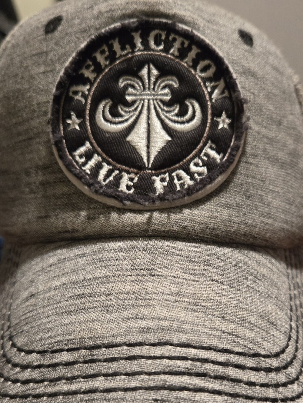 Affliction Grey 'Live Fast' Embroidered Patch Cap